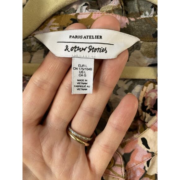 & Other Stories Shirt Womens Size Large Frill Collar Blouse Puff Peasant Sleeves - Picture 5 of 11